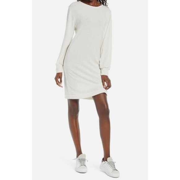 NWT Fraiche By J Long Sleeve Sweater Dress Ivory Size M MSRP $93 - Picture 1 of 12